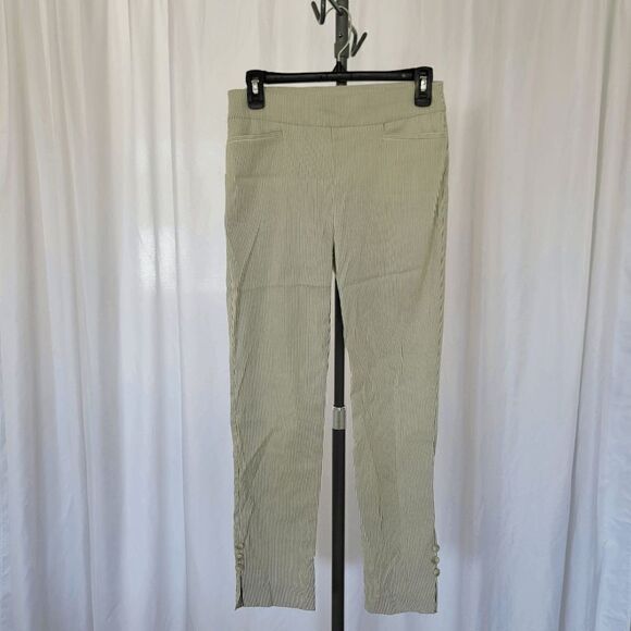 Chico's women's green striped pullon stretch pants size 2R - Picture 6 of 8